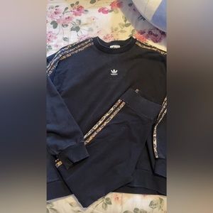 Size Medium Leopard Adidas Sweater and Tight Set